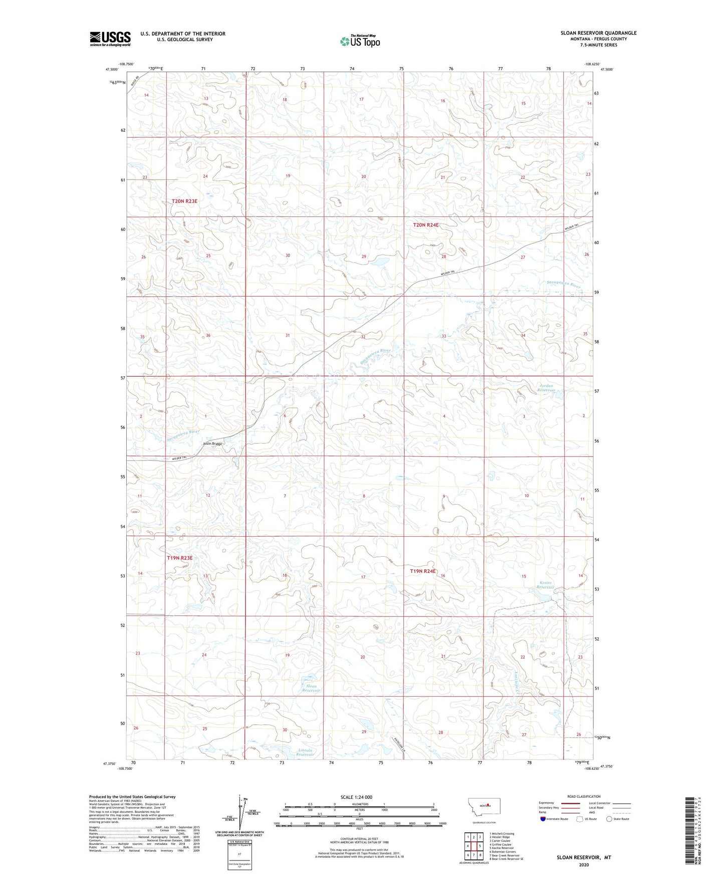 Sloan Reservoir Montana US Topo Map Image