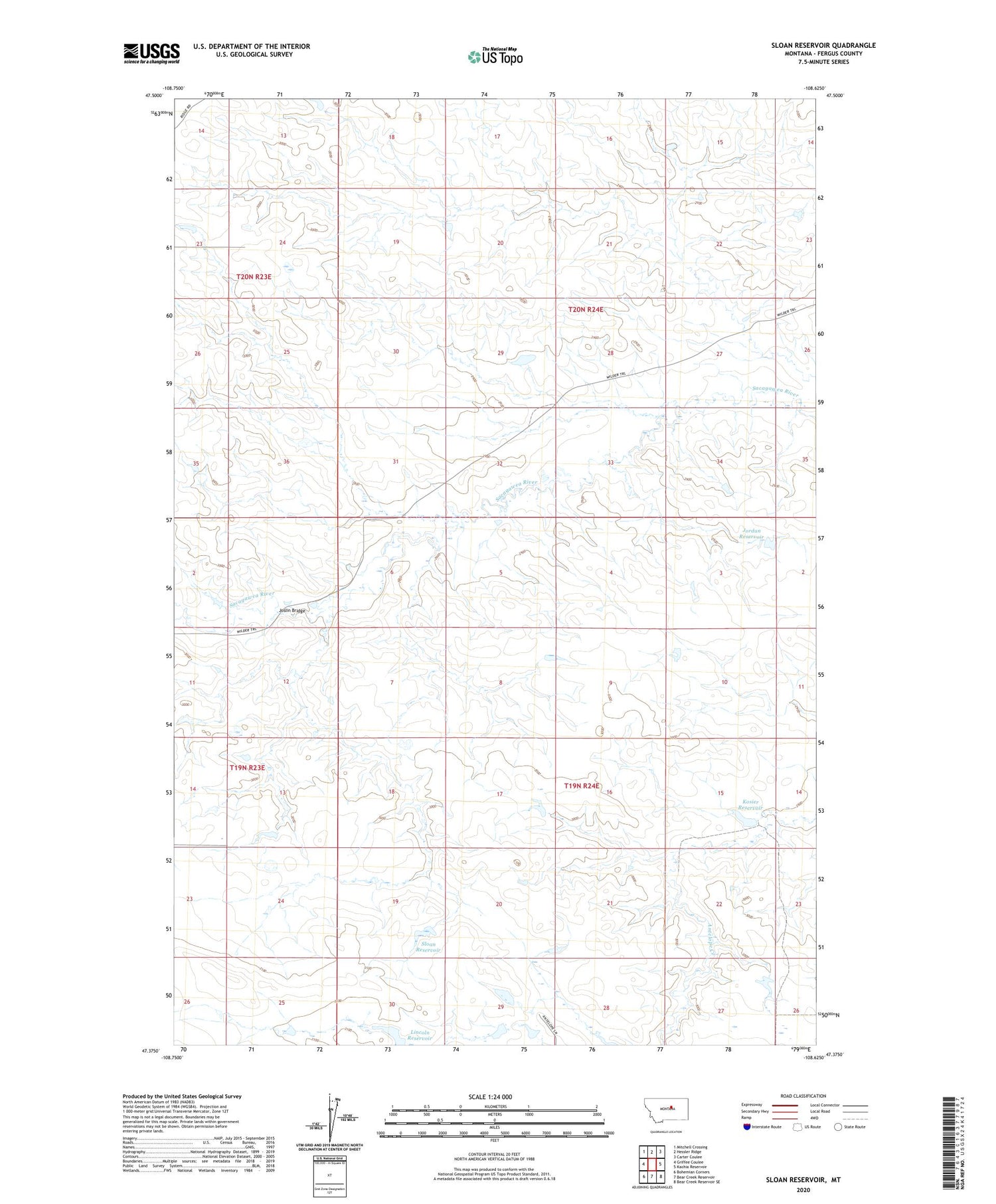 Sloan Reservoir Montana US Topo Map Image