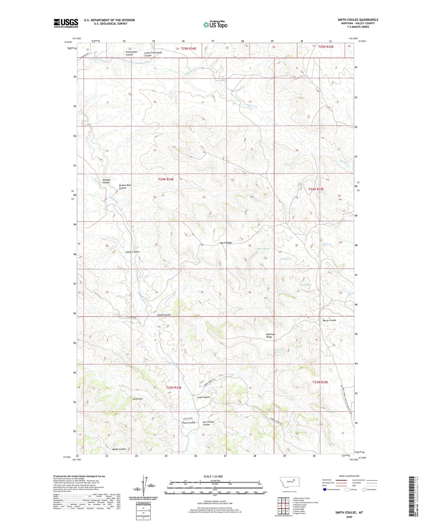 Smith Coulee Montana US Topo Map Image