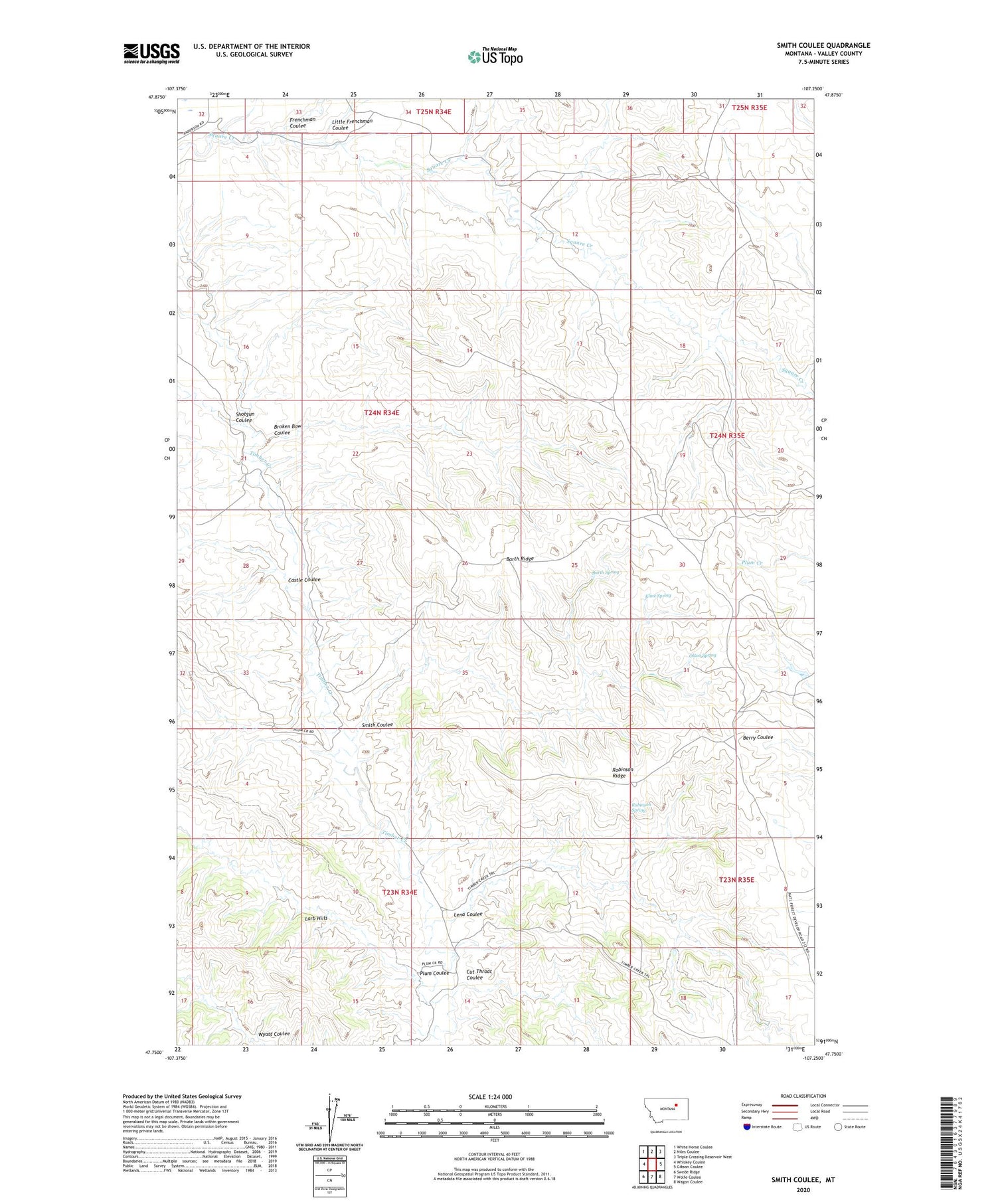 Smith Coulee Montana US Topo Map Image