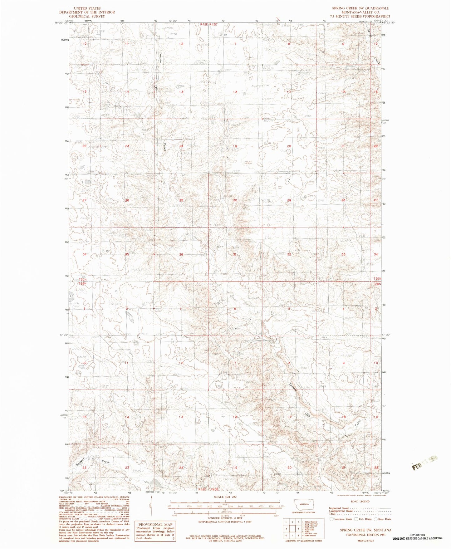 Classic USGS Spring Creek SW Montana 7.5'x7.5' Topo Map Image