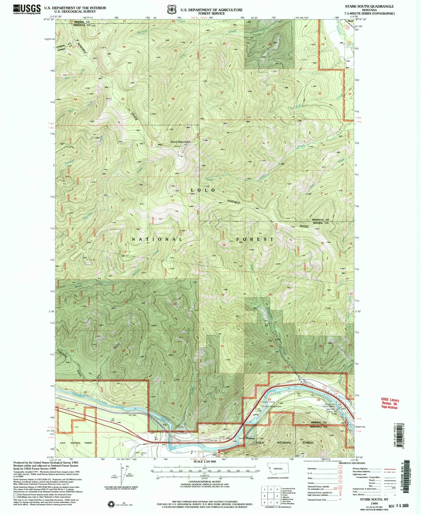 Classic USGS Stark South Montana 7.5'x7.5' Topo Map Image