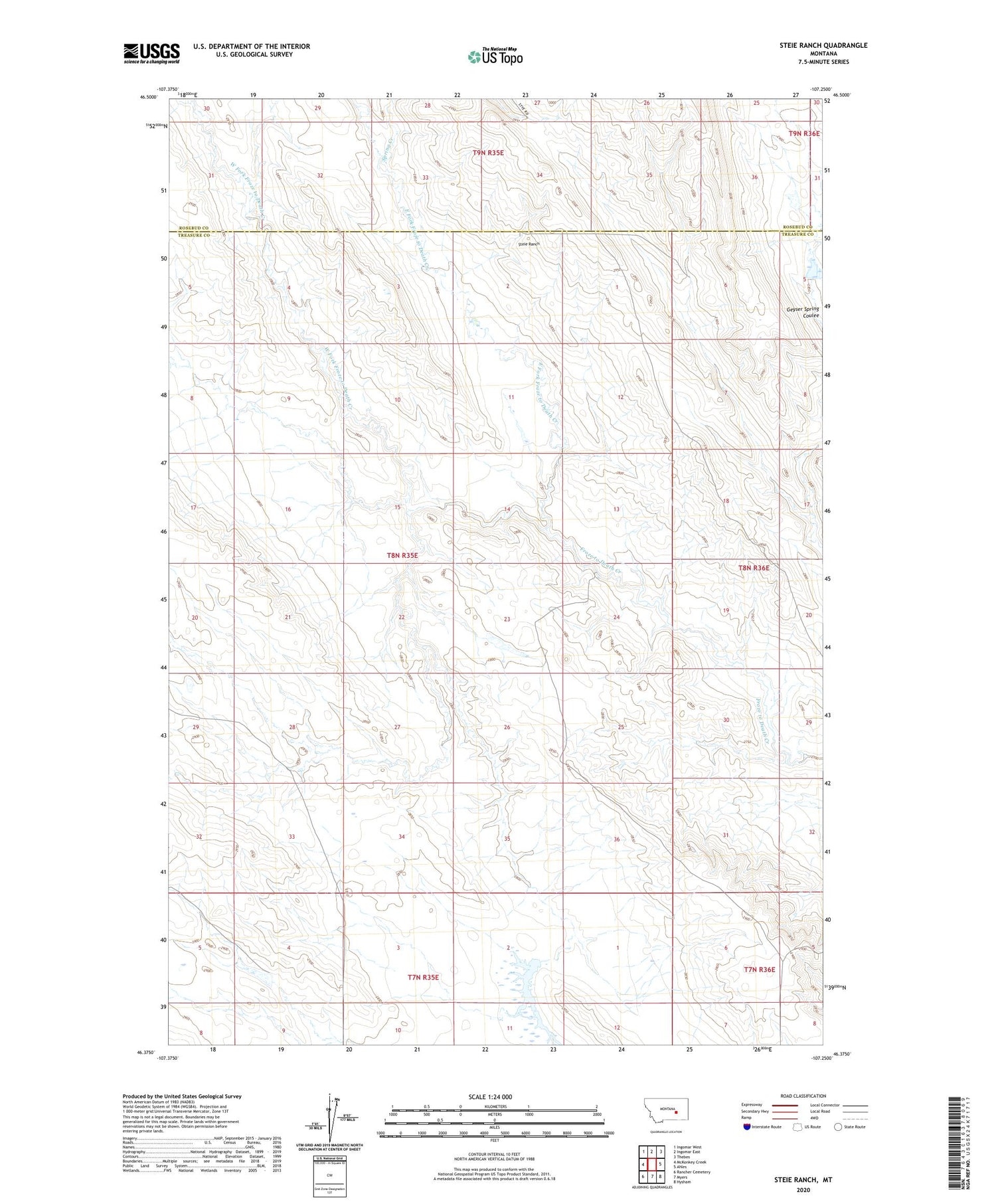 Steie Ranch Montana US Topo Map Image