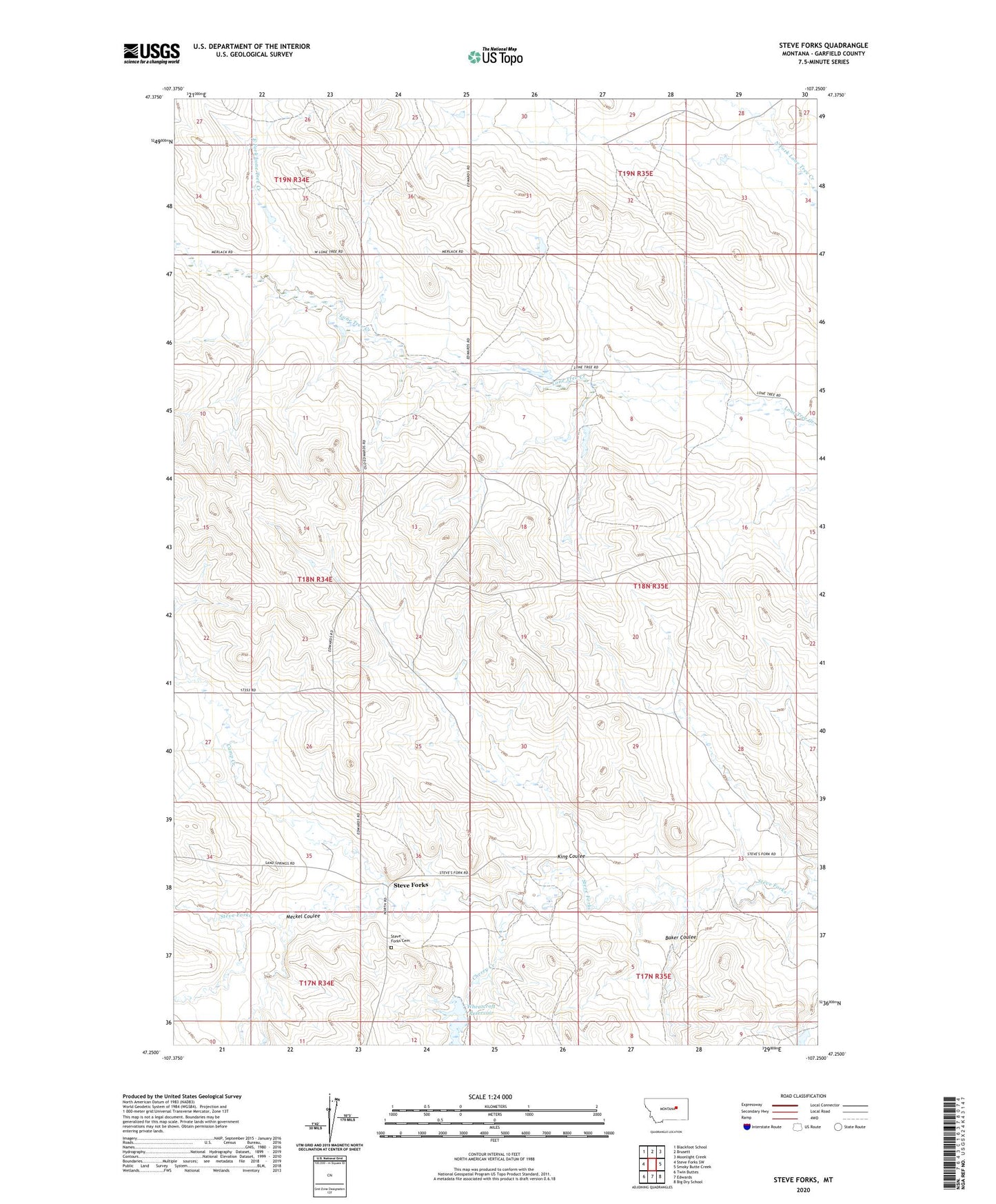 Steve Forks Montana US Topo Map Image