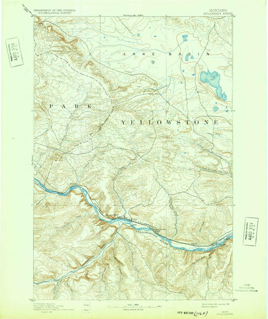 Historic 1892 Stillwater Montana 30'x30' Topo Map Image