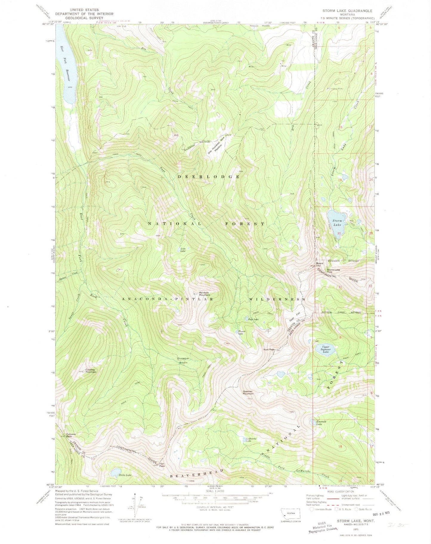 Classic USGS Stony Creek Montana 7.5'x7.5' Topo Map Image