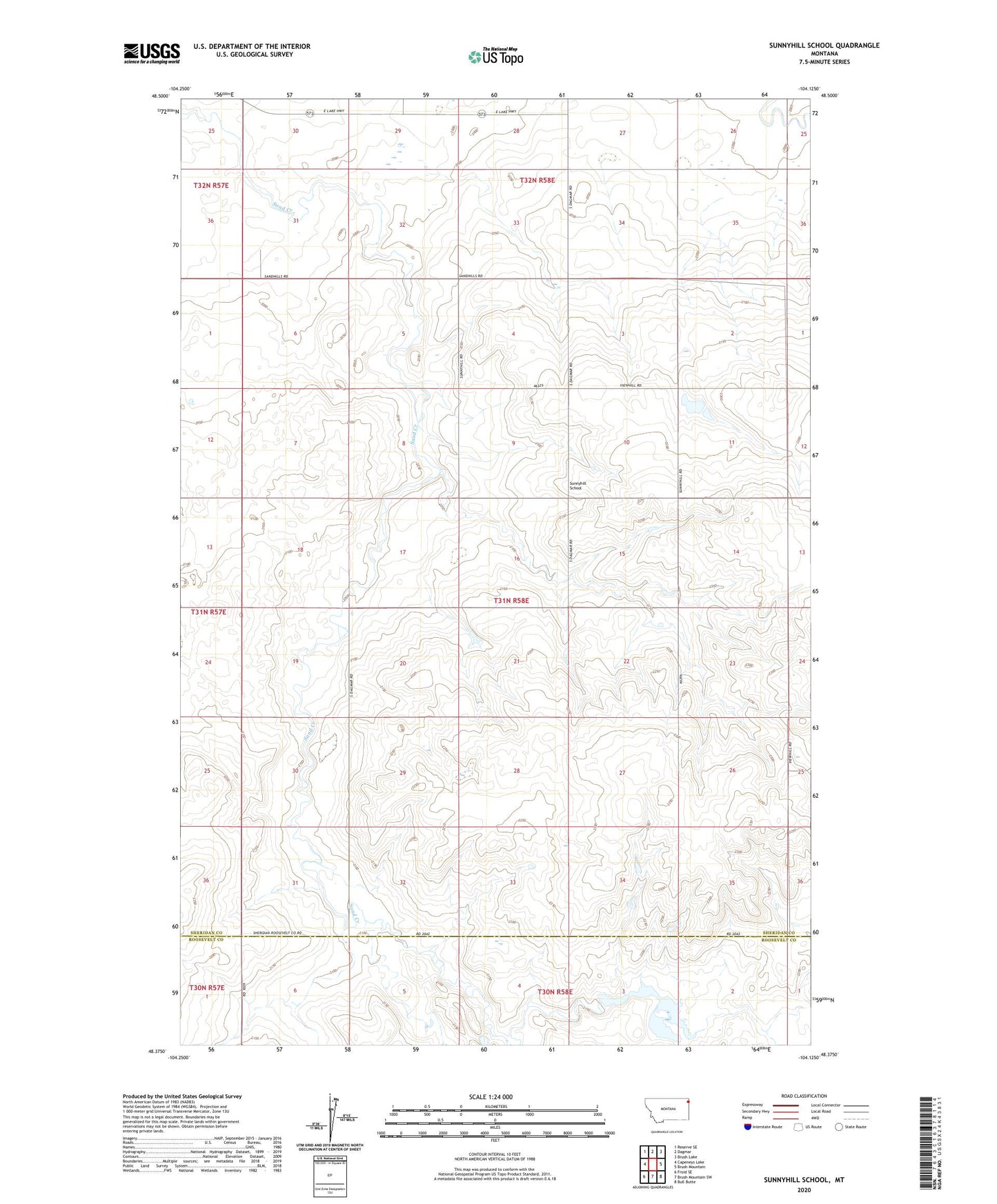 Sunnyhill School Montana US Topo Map Image