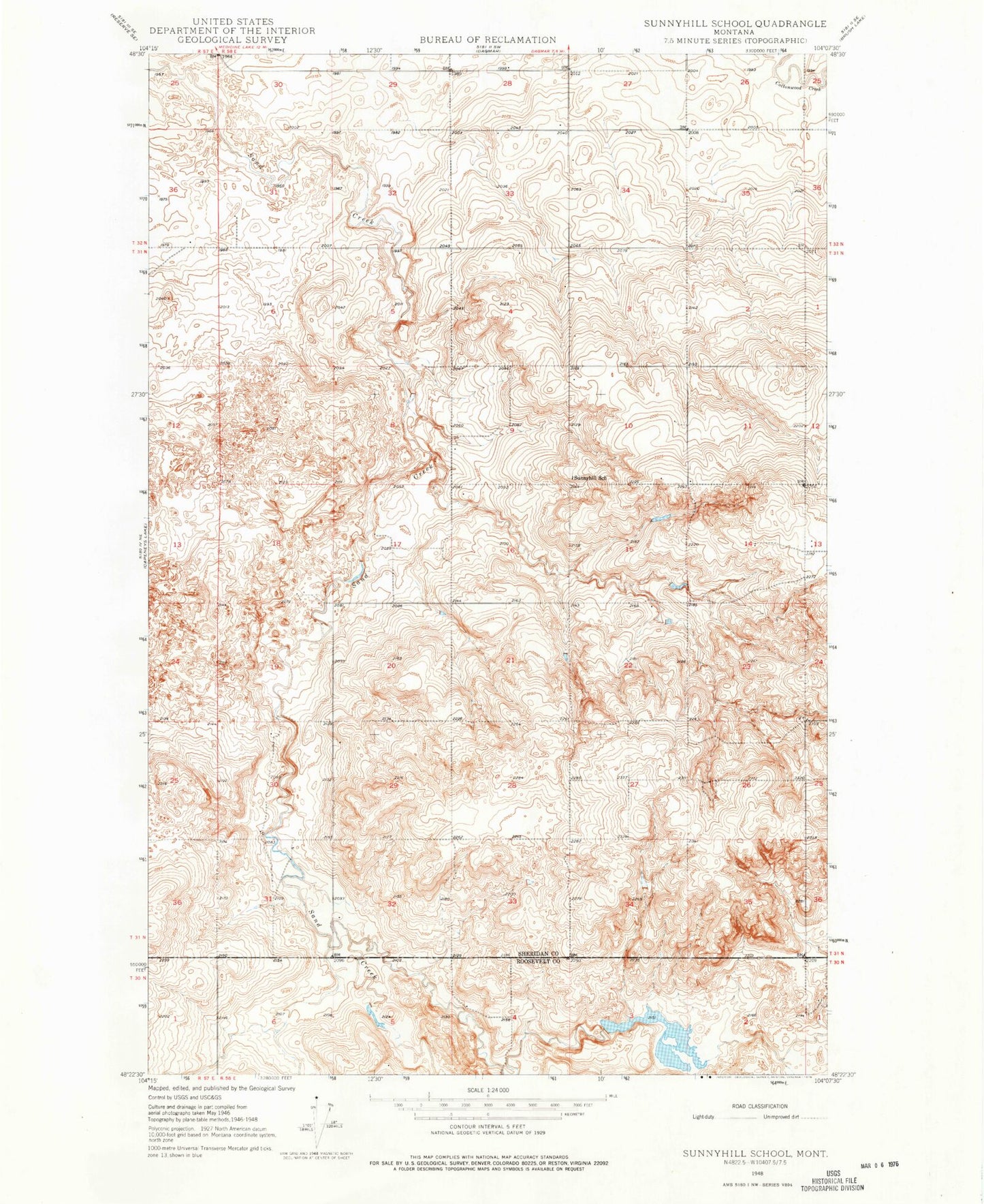Classic USGS Sunnyhill School Montana 7.5'x7.5' Topo Map Image