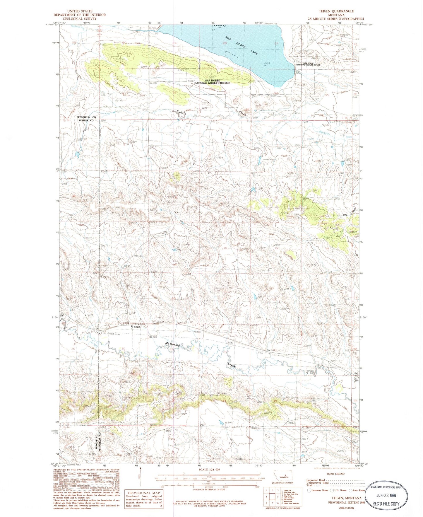 Classic USGS Teigen Montana 7.5'x7.5' Topo Map Image