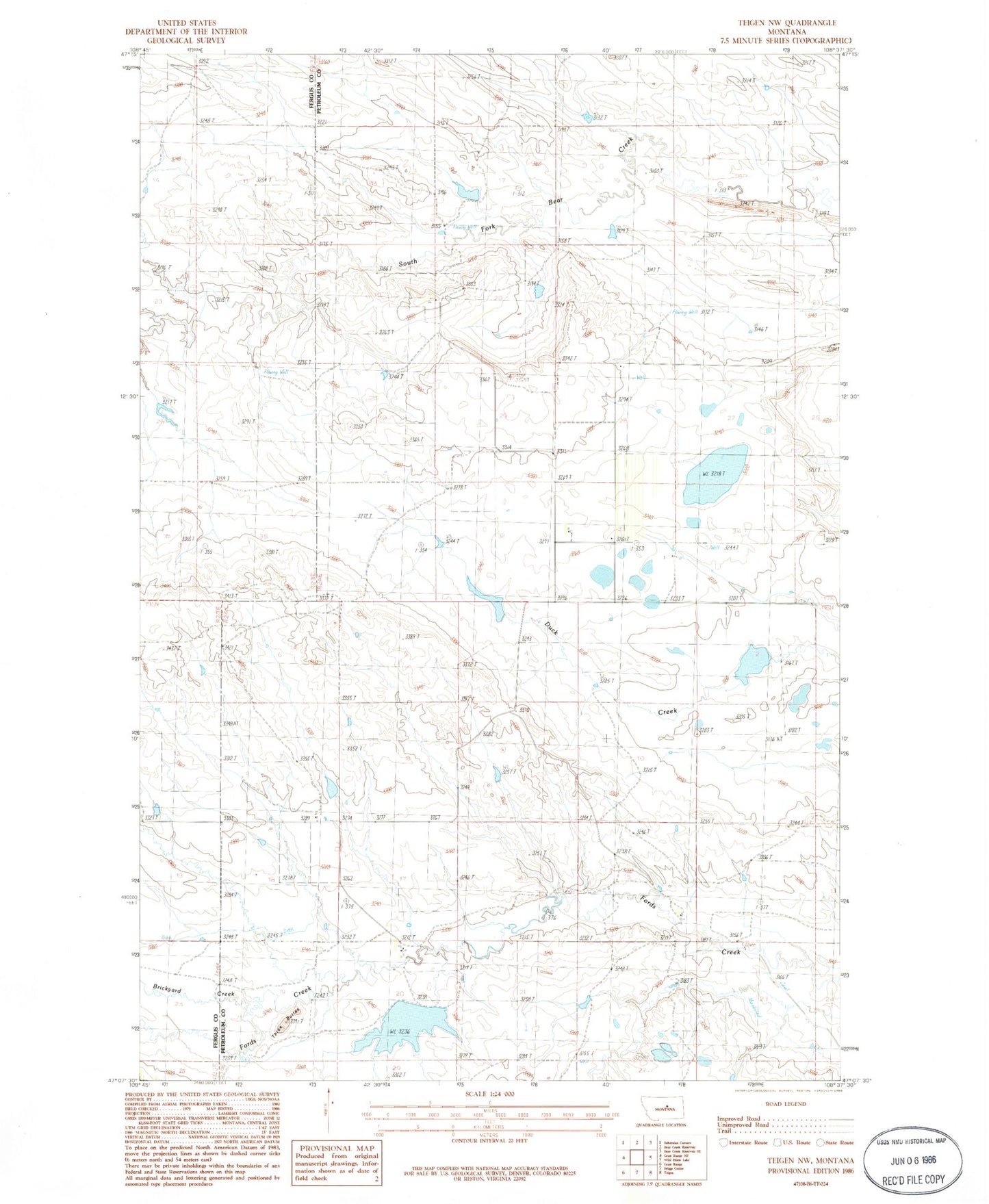 Classic USGS Teigen NW Montana 7.5'x7.5' Topo Map Image
