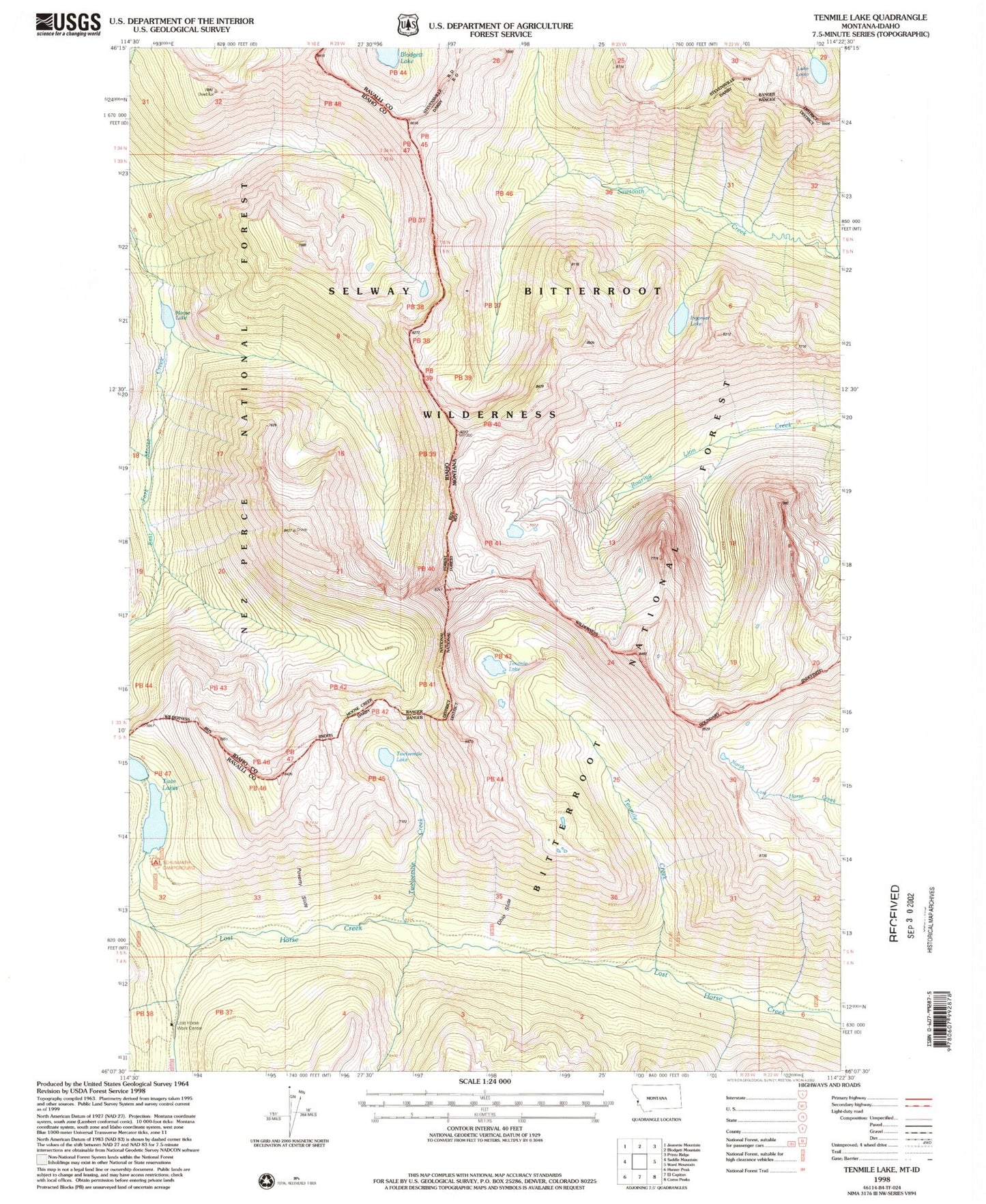 Classic USGS Tenmile Lake Montana 7.5'x7.5' Topo Map Image