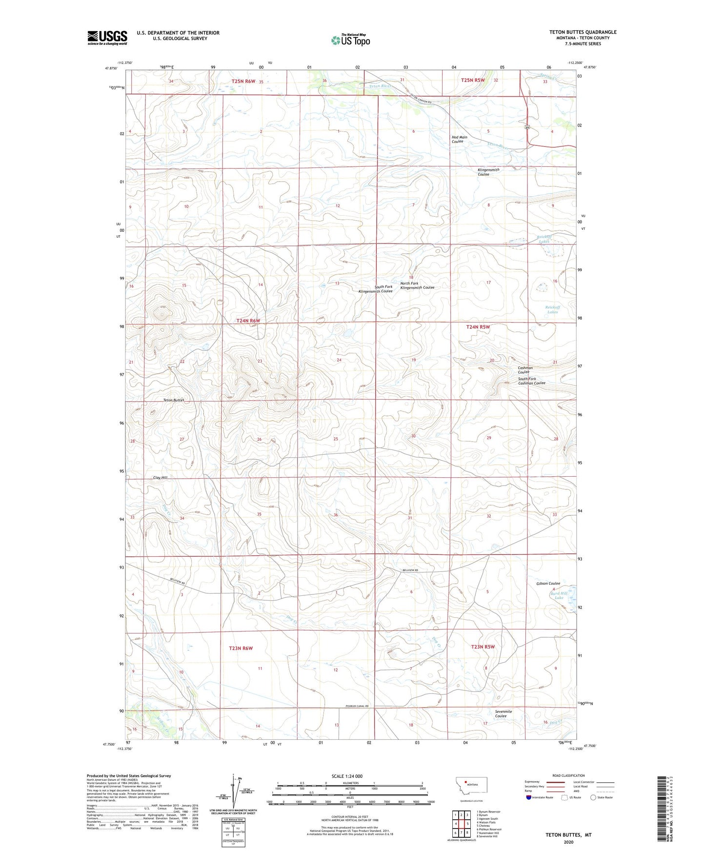 Teton Buttes Montana US Topo Map Image