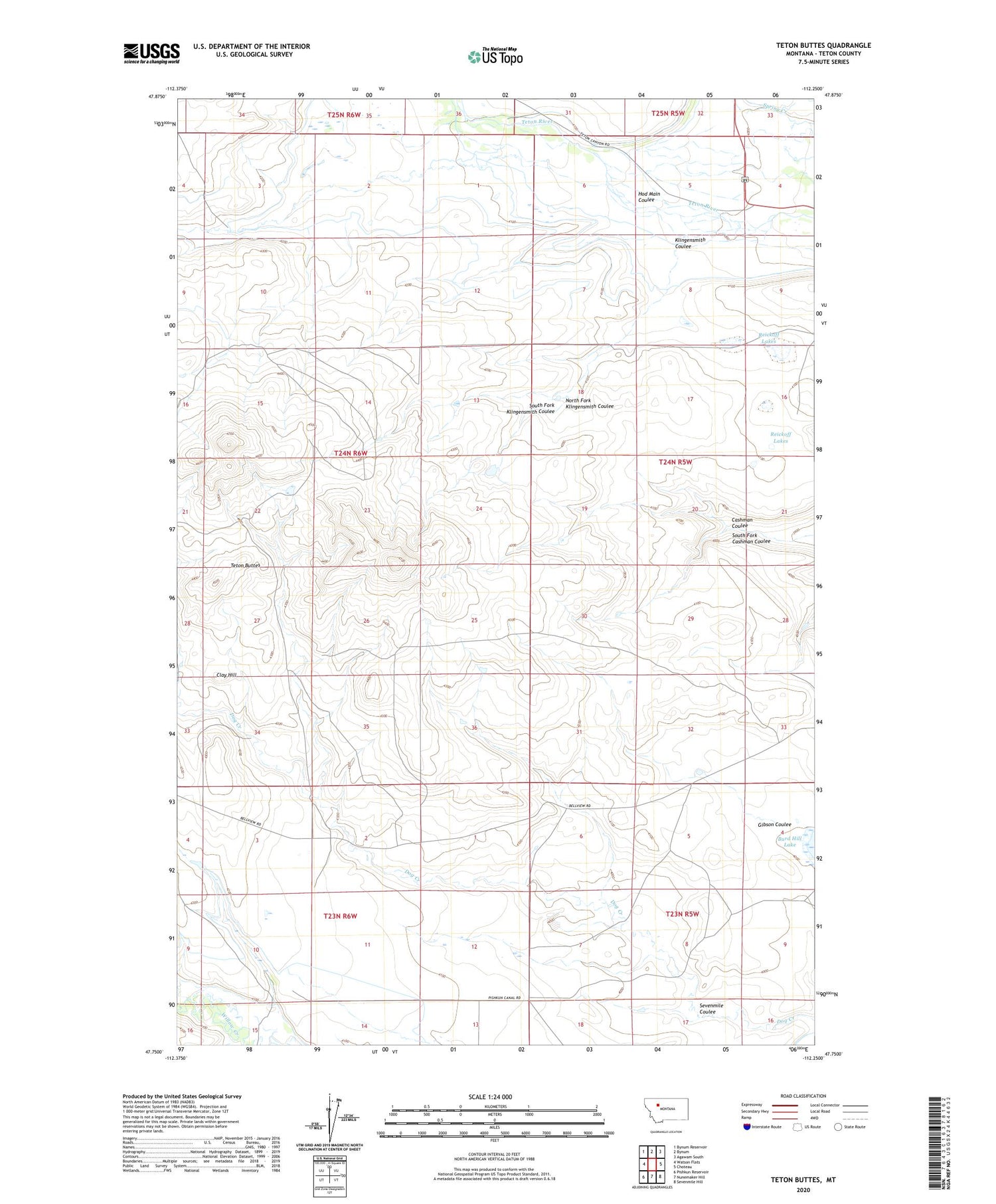 Teton Buttes Montana US Topo Map Image