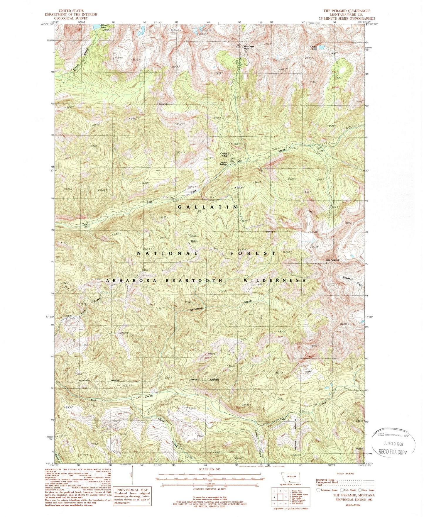 Classic USGS The Pyramid Montana 7.5'x7.5' Topo Map Image