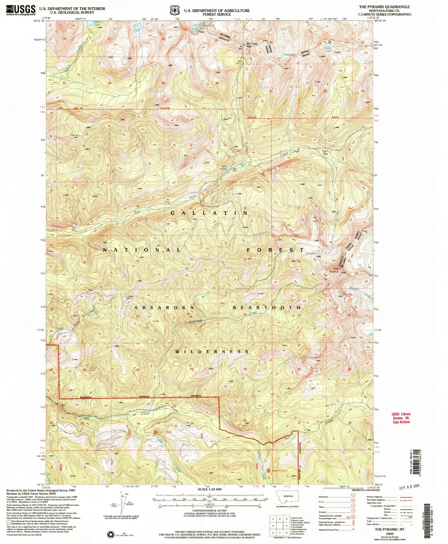 Classic USGS The Pyramid Montana 7.5'x7.5' Topo Map Image