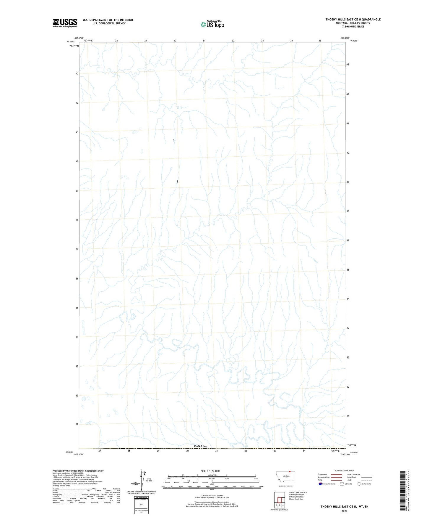 Thoeny Hills East OE N Montana US Topo Map Image