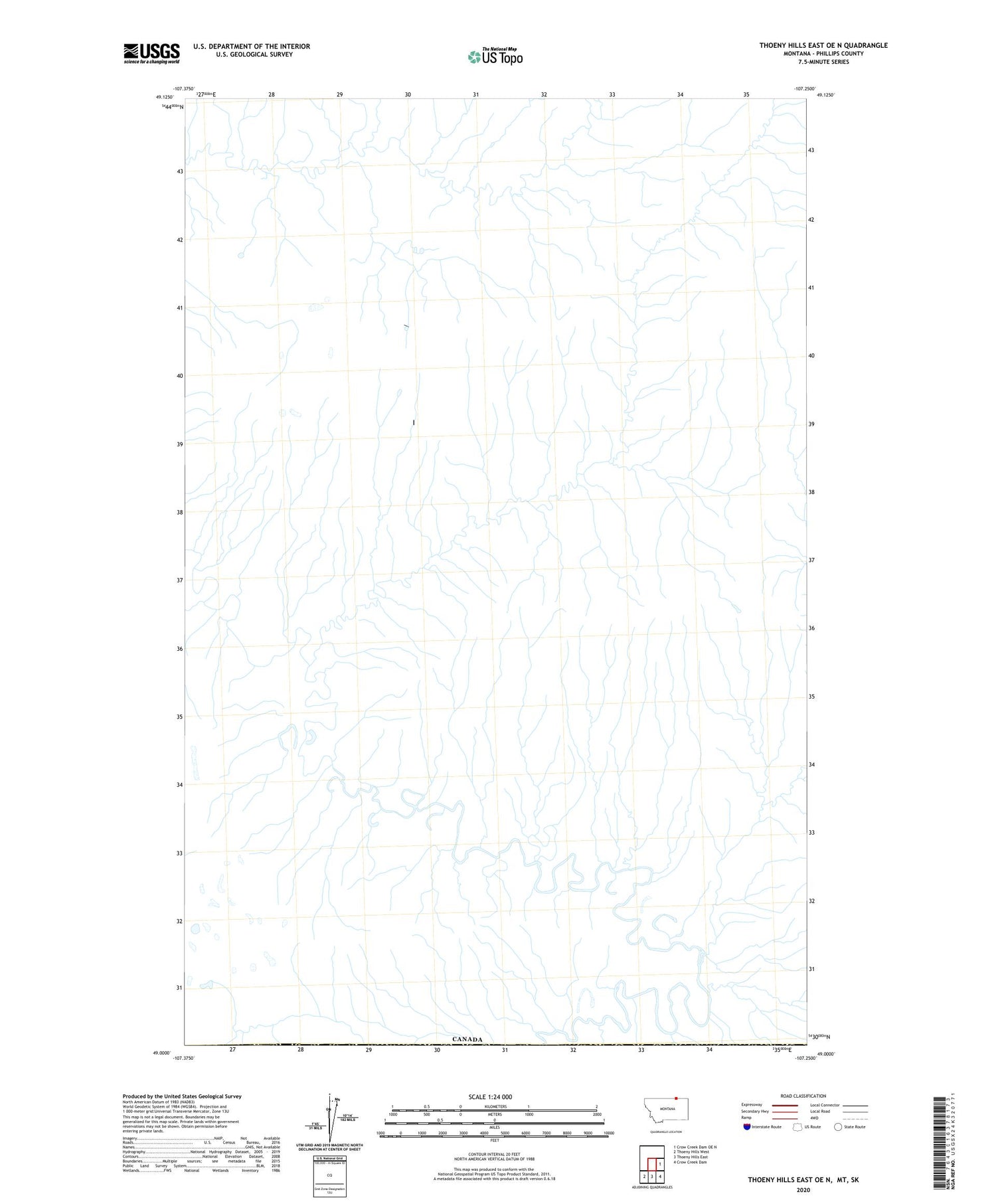 Thoeny Hills East OE N Montana US Topo Map Image