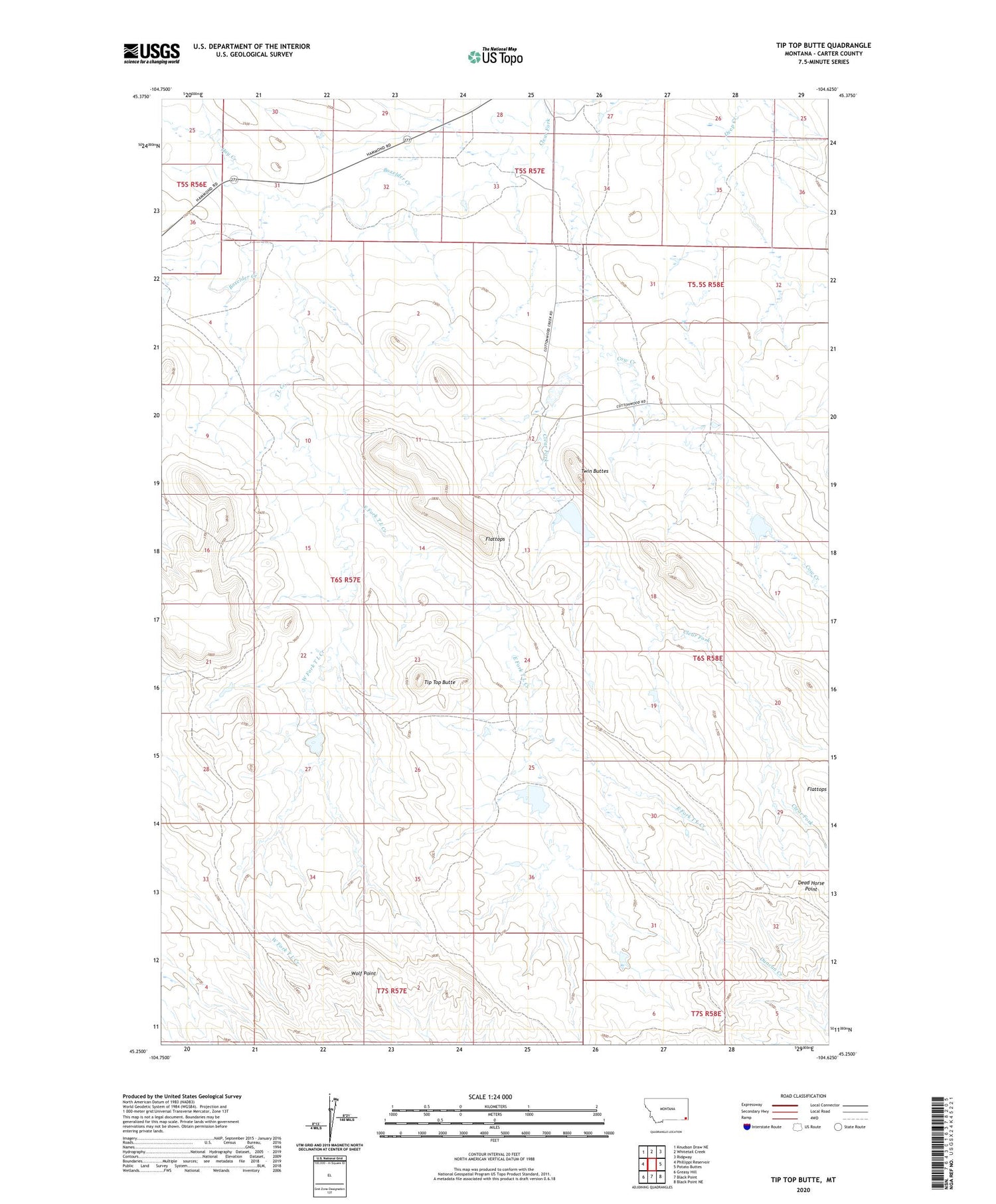Tip Top Butte Montana US Topo Map Image
