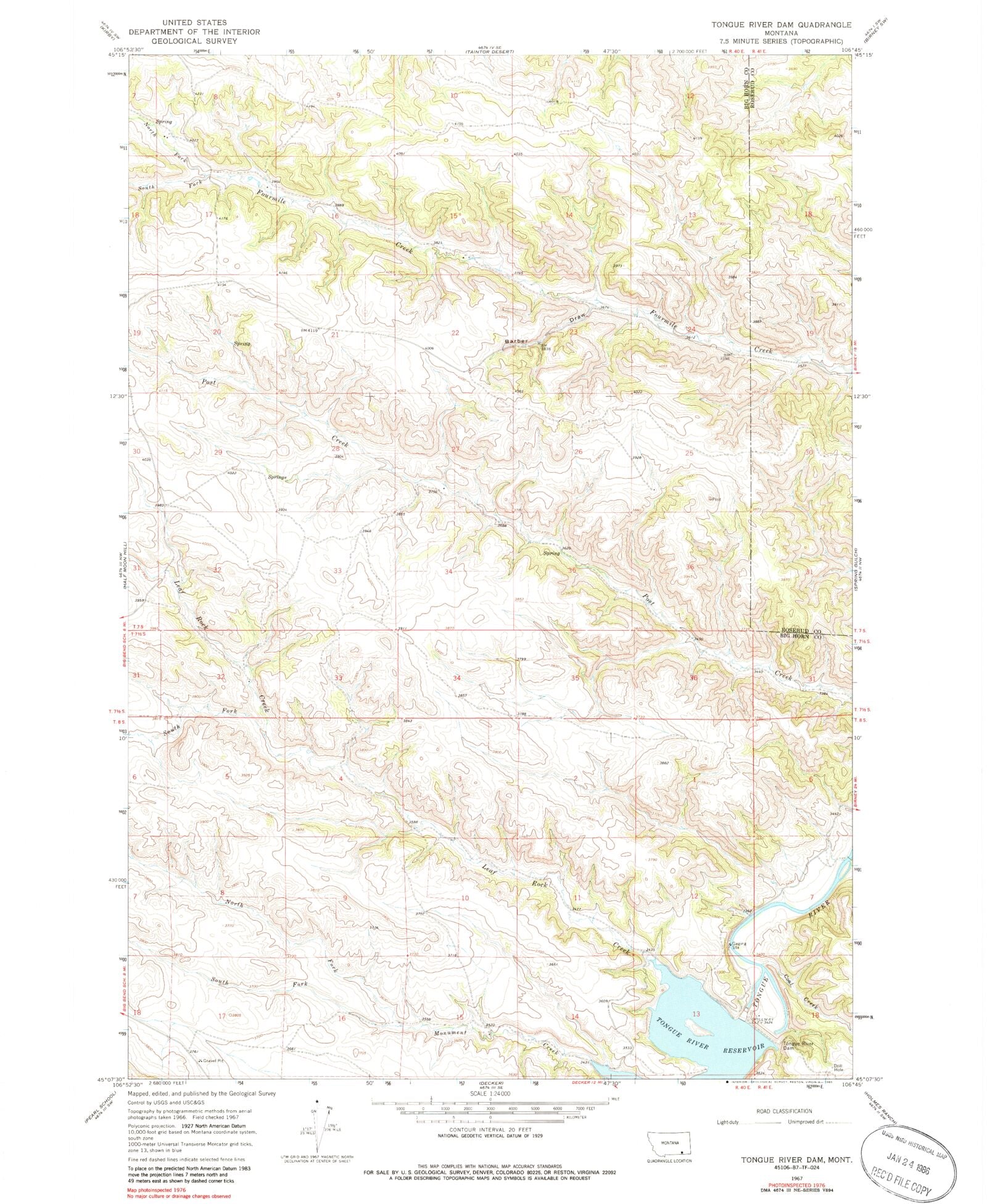 Classic USGS Tongue River Dam Montana 7.5'x7.5' Topo Map MyTopo Map Store
