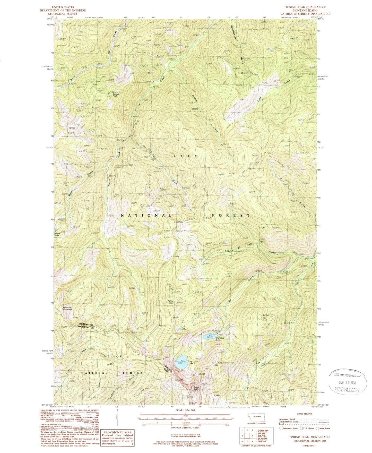 Classic USGS Torino Peak Montana 7.5'x7.5' Topo Map Image