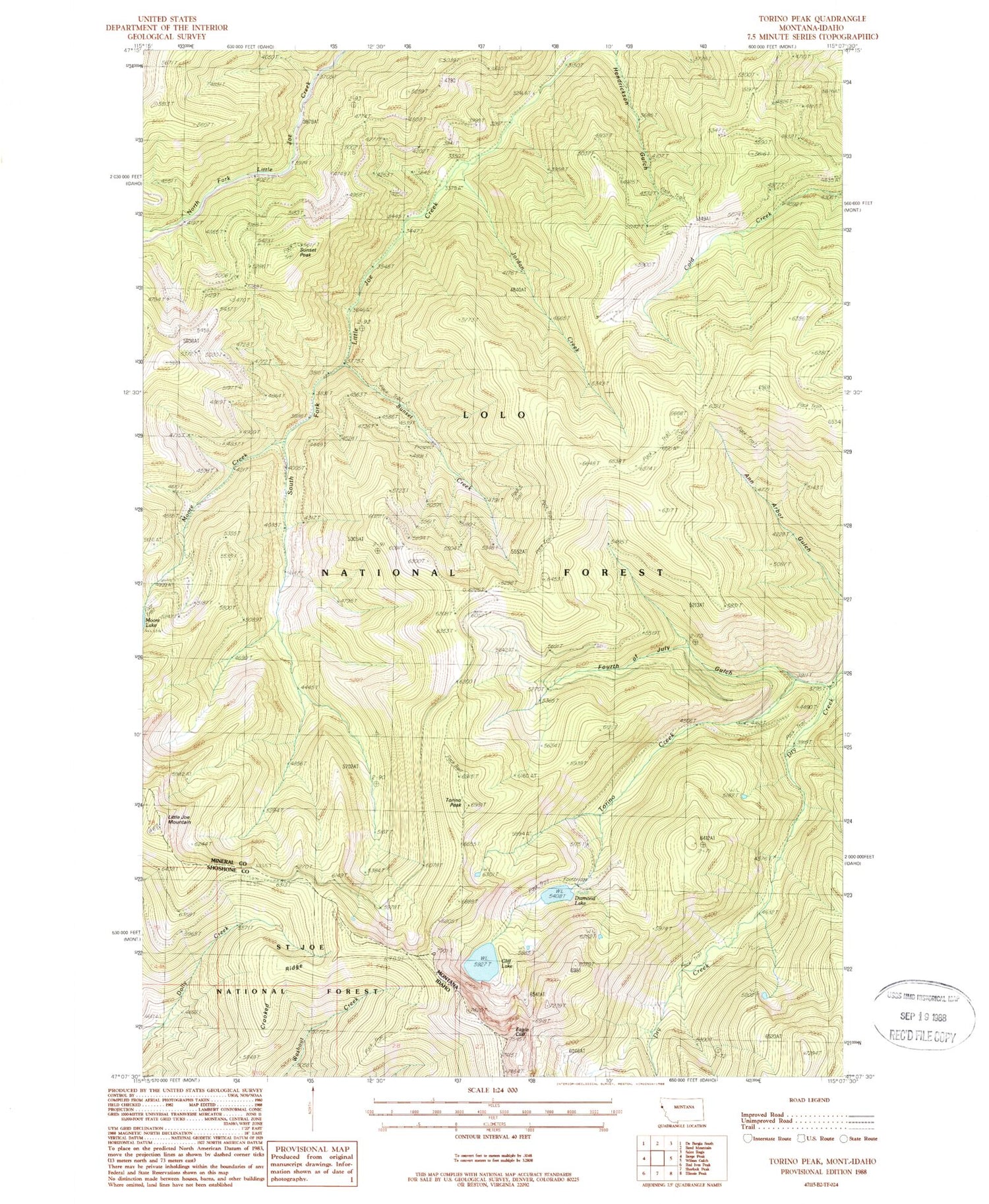 Classic USGS Torino Peak Montana 7.5'x7.5' Topo Map Image