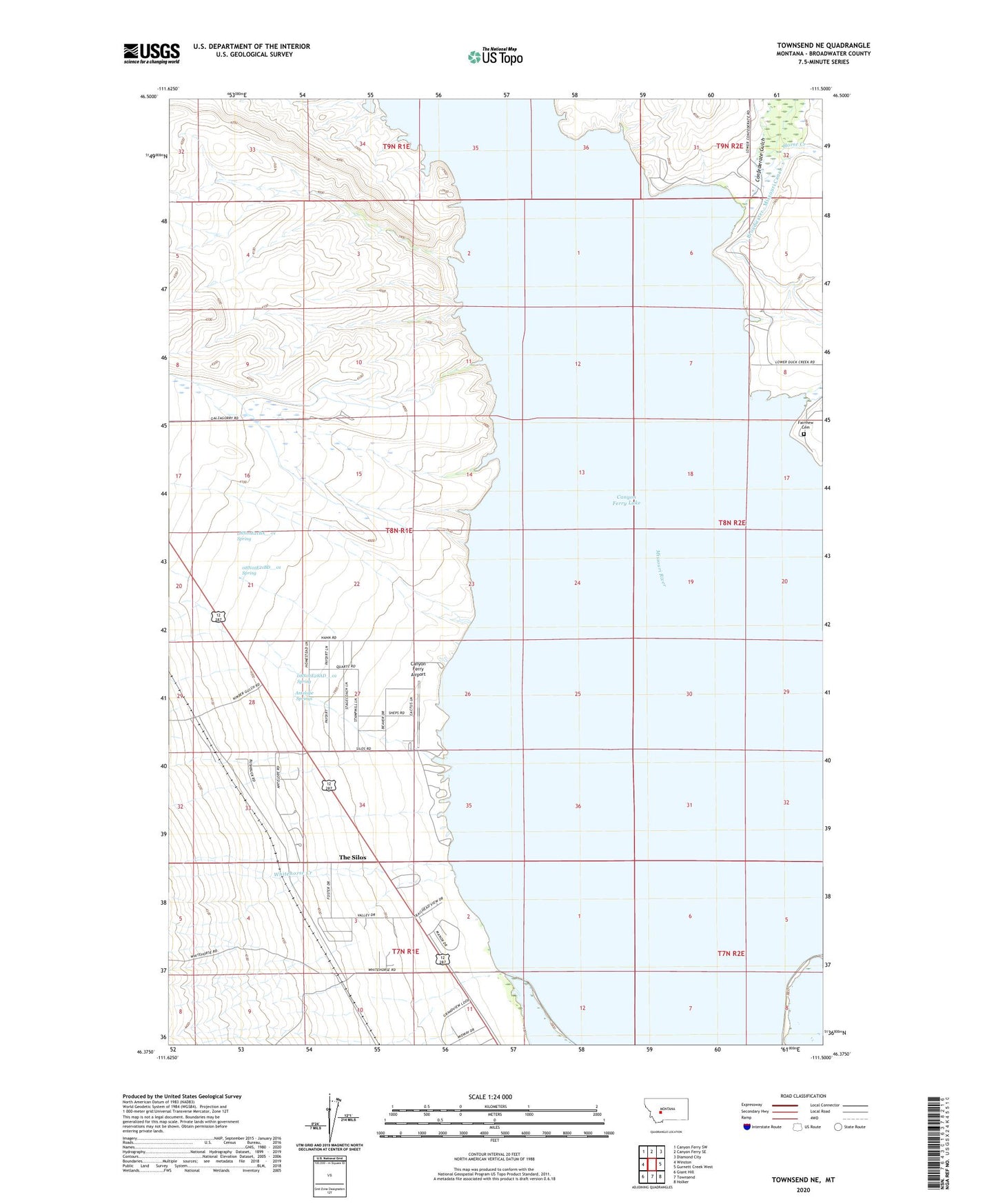 Townsend NE Montana US Topo Map Image