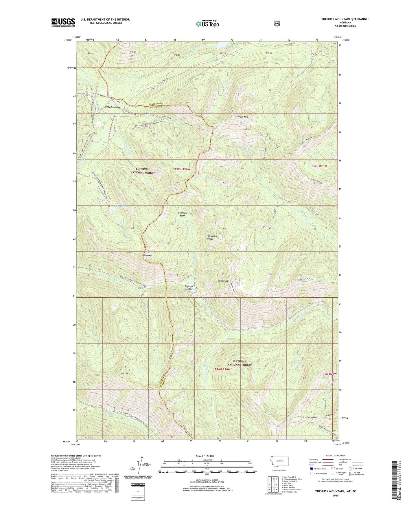 Tuchuck Mountain Montana US Topo Map Image