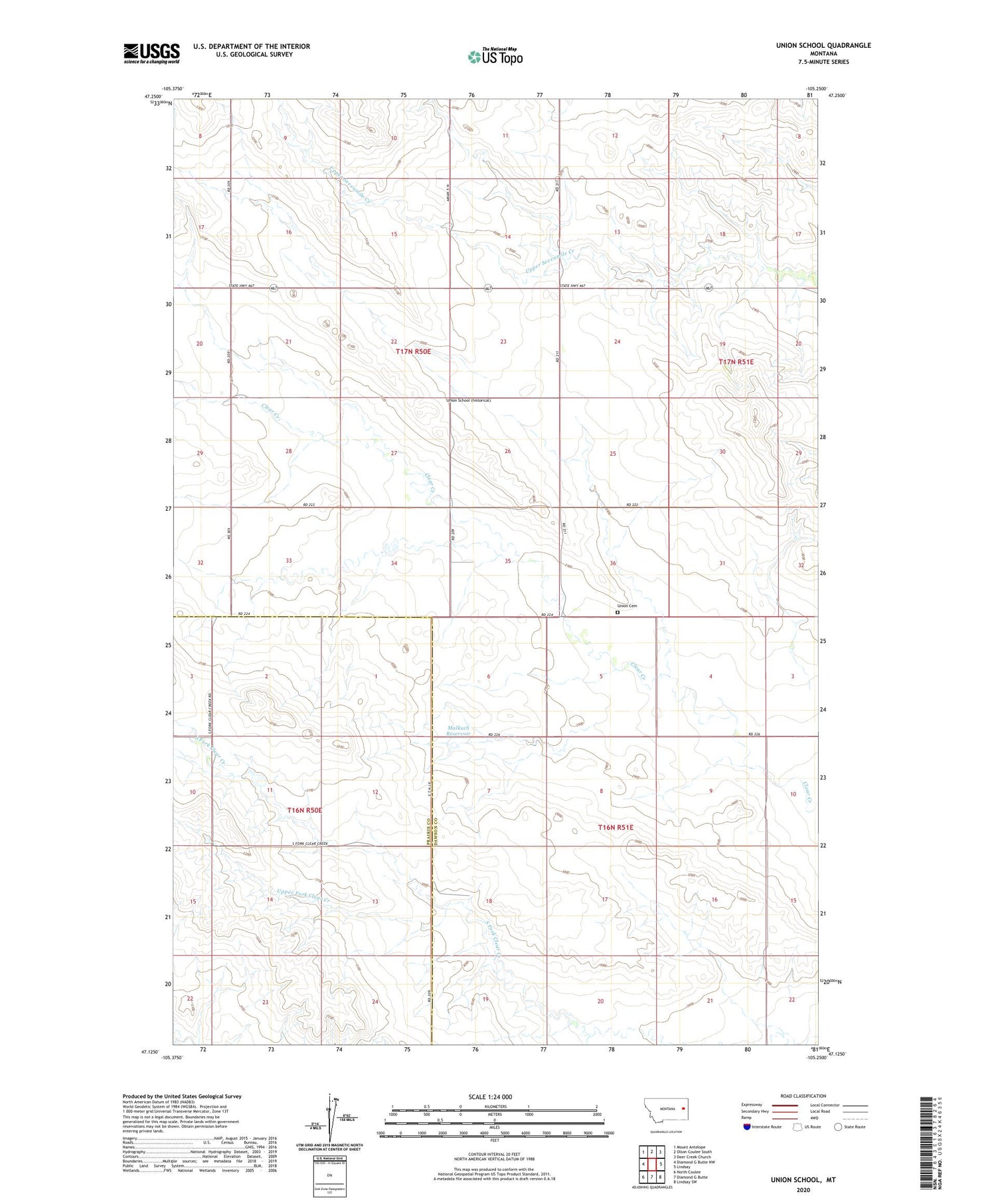 Union School Montana US Topo Map Image
