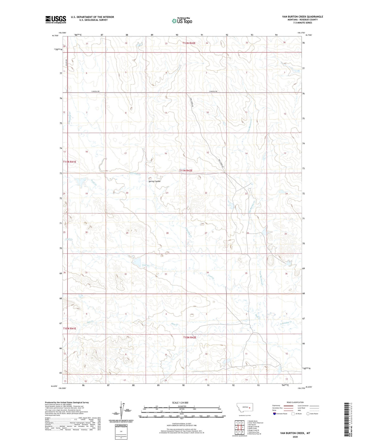 Van Burton Creek Montana US Topo Map Image