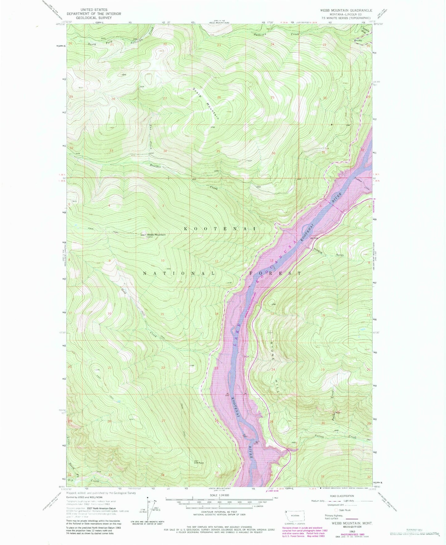Classic USGS Webb Mountain Montana 7.5'x7.5' Topo Map Image