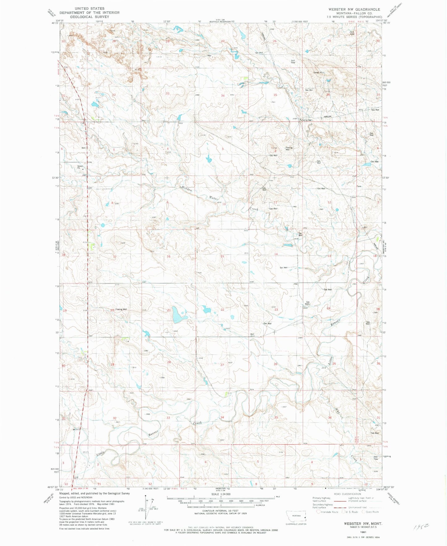 Classic USGS Webster NW Montana 7.5'x7.5' Topo Map Image