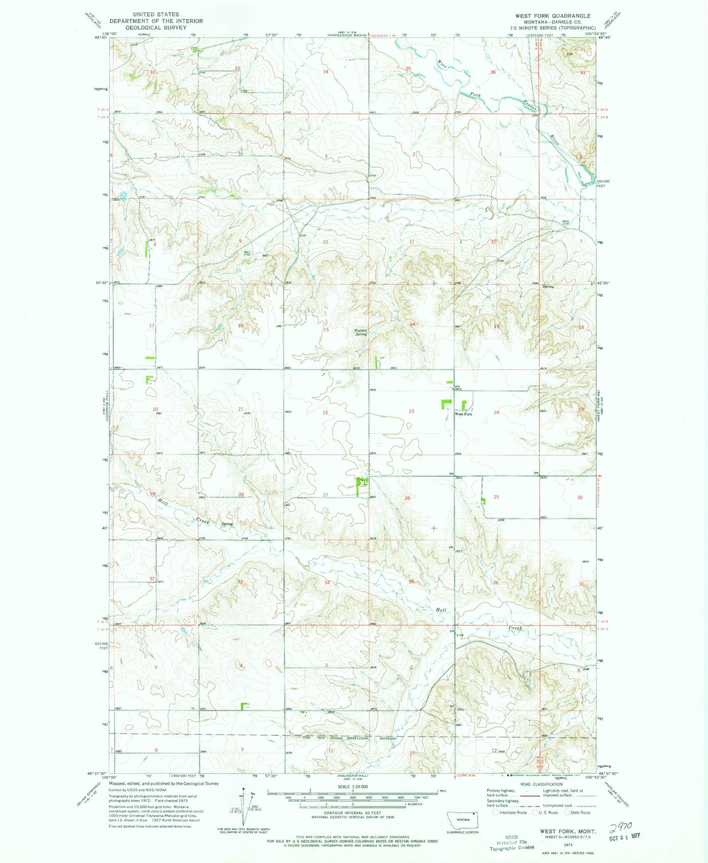 Classic USGS West Fork Montana 7.5'x7.5' Topo Map Image