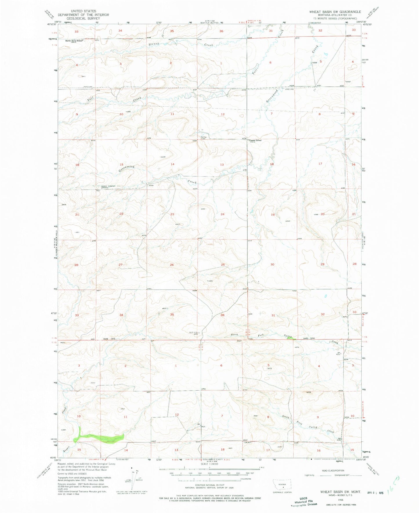 Classic USGS Wheat Basin SW Montana 7.5'x7.5' Topo Map Image