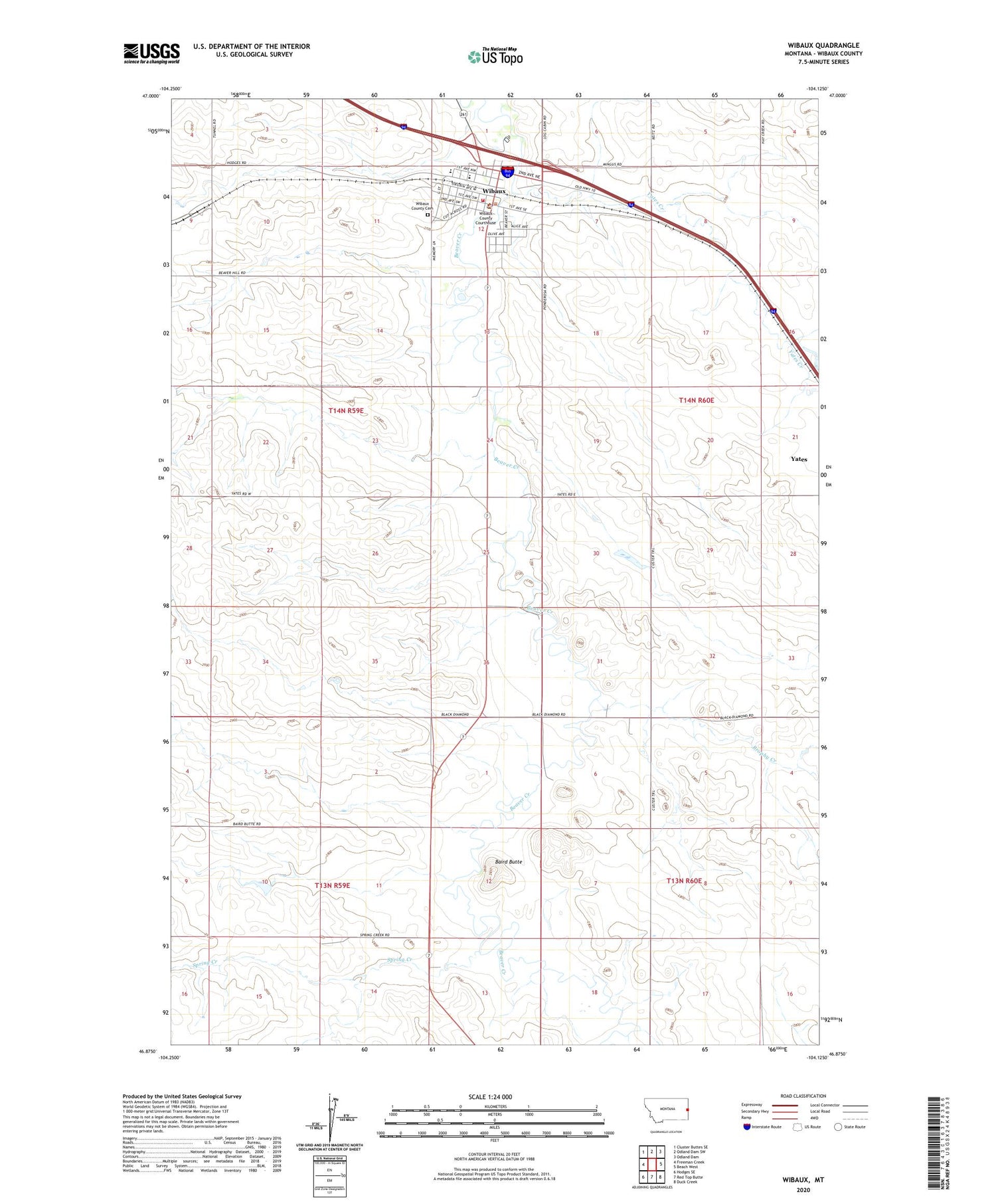 Wibaux Montana US Topo Map Image