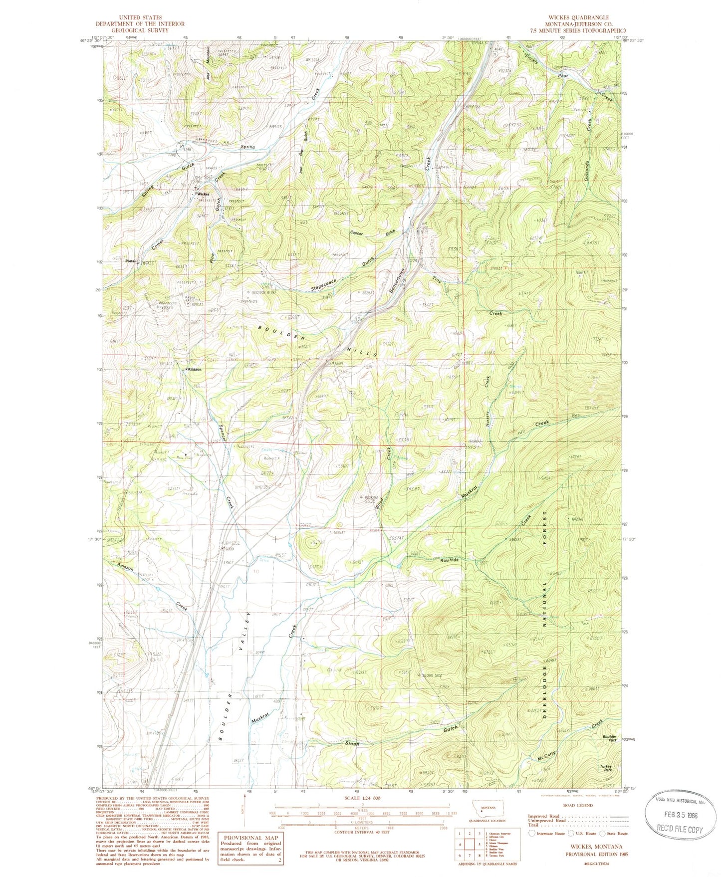 Classic USGS Wickes Montana 7.5'x7.5' Topo Map Image