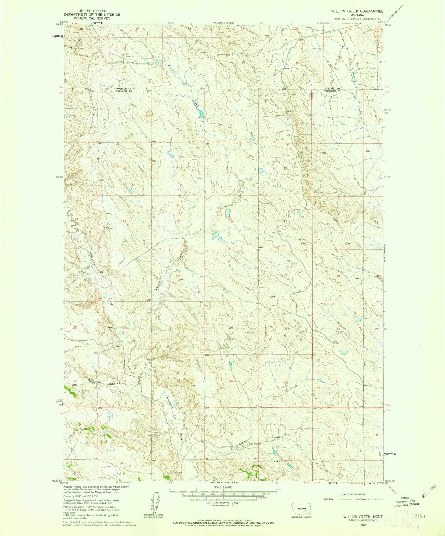 Classic USGS Willow Creek Montana 7.5'x7.5' Topo Map Image