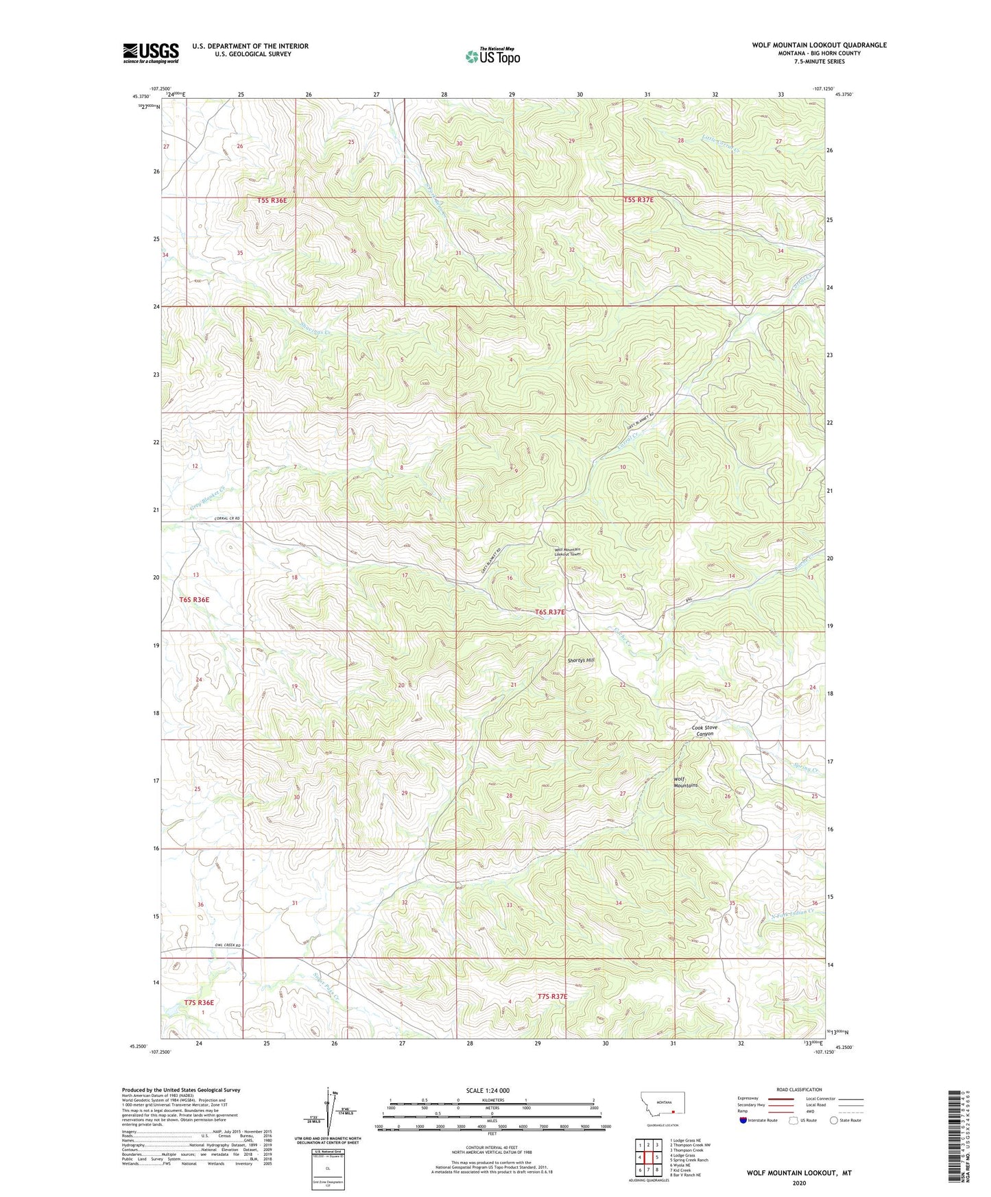 Wolf Mountain Lookout Montana US Topo Map Image