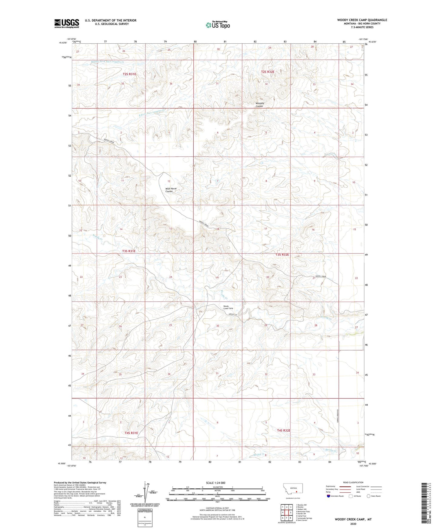 Woody Creek Camp Montana US Topo Map Image