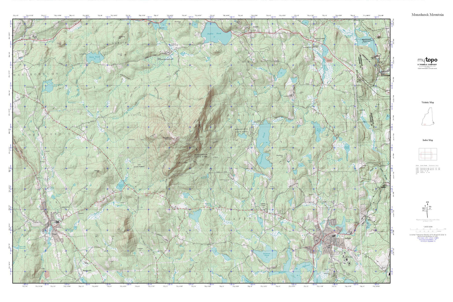 Manadnock Mountain MyTopo Explorer Series Map Image
