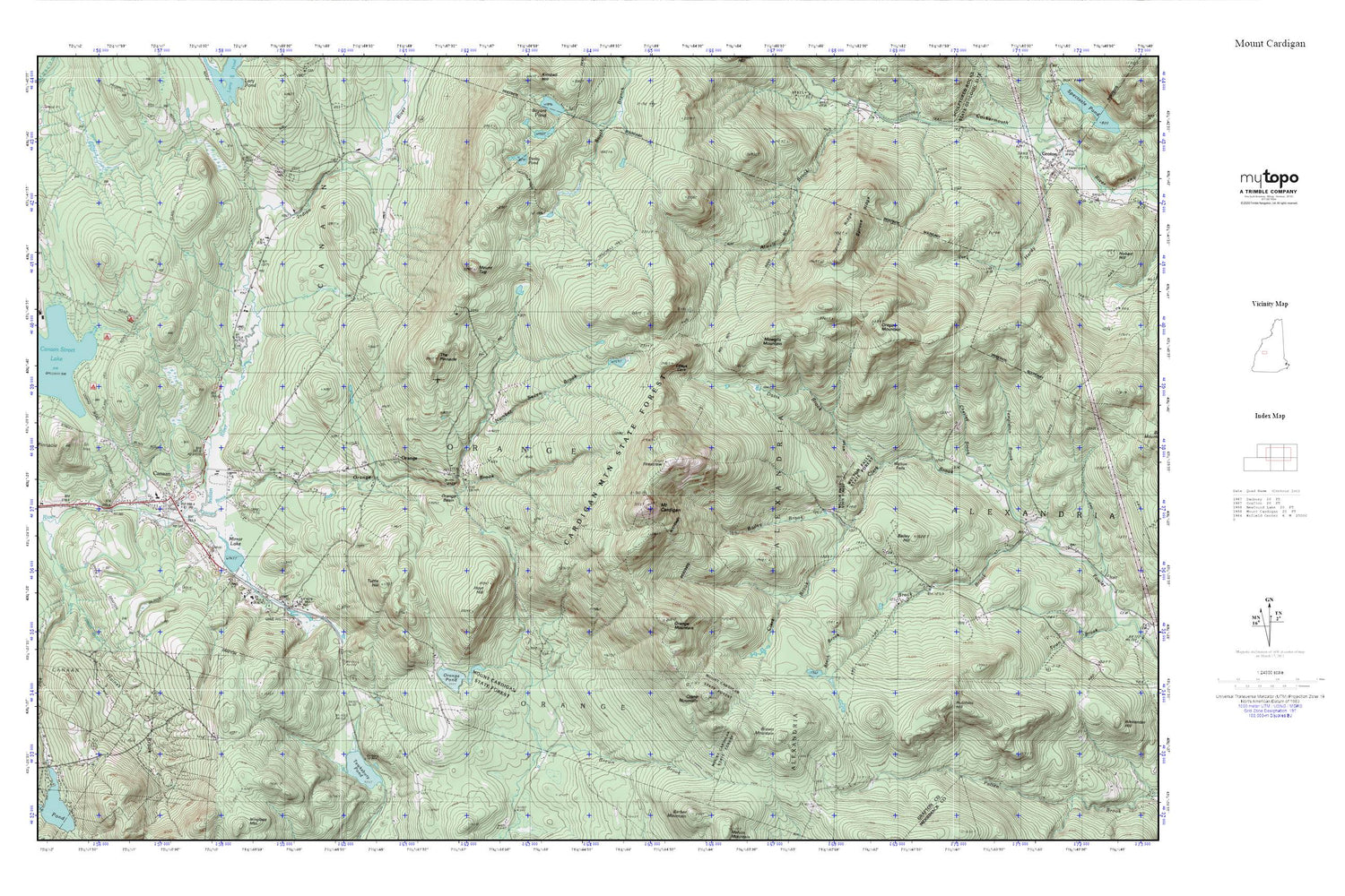 Mount Cardigan MyTopo Explorer Series Map Image