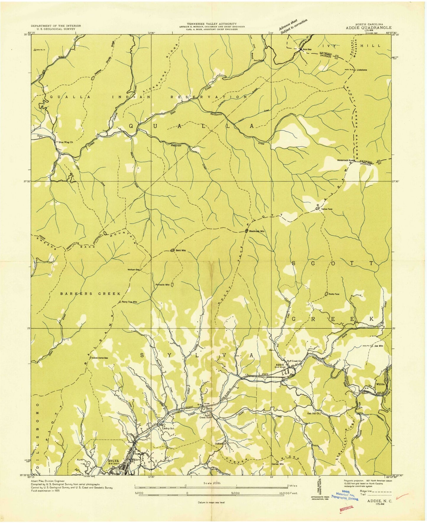 Classic USGS Sylva North North Carolina 7.5'x7.5' Topo Map Image