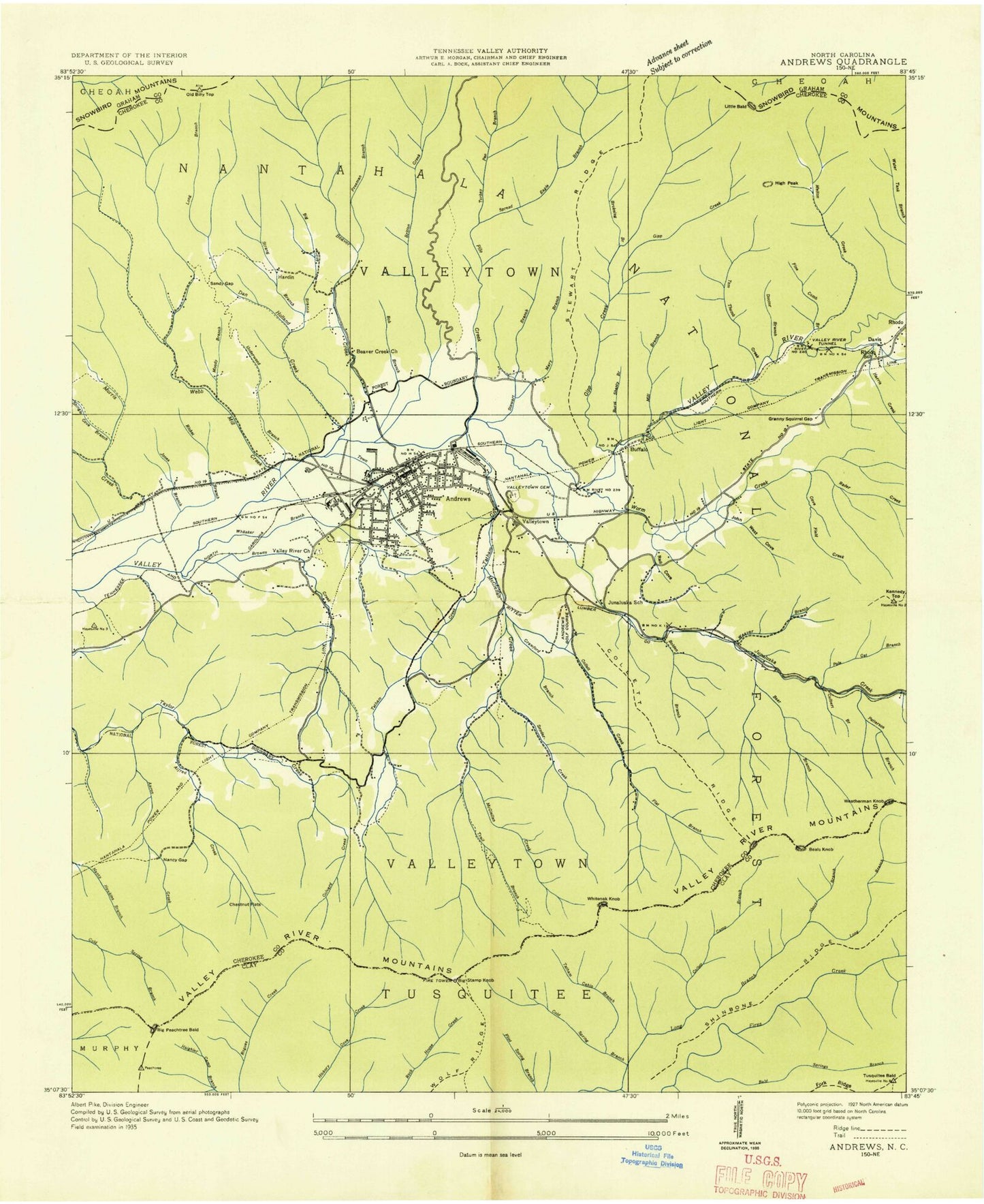 Classic USGS Andrews North Carolina 7.5'x7.5' Topo Map Image