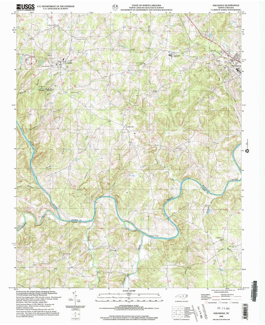 Classic USGS Aquadale North Carolina 7.5'x7.5' Topo Map Image