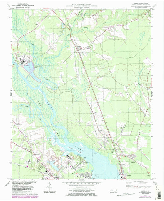 Classic USGS Askin North Carolina 7.5'x7.5' Topo Map Image