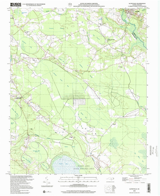 Classic USGS Autryville North Carolina 7.5'x7.5' Topo Map Image