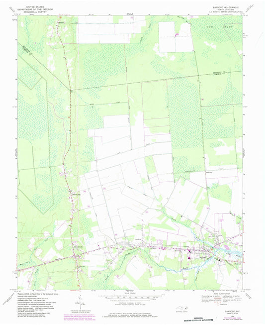 Classic USGS Bayboro North Carolina 7.5'x7.5' Topo Map Image