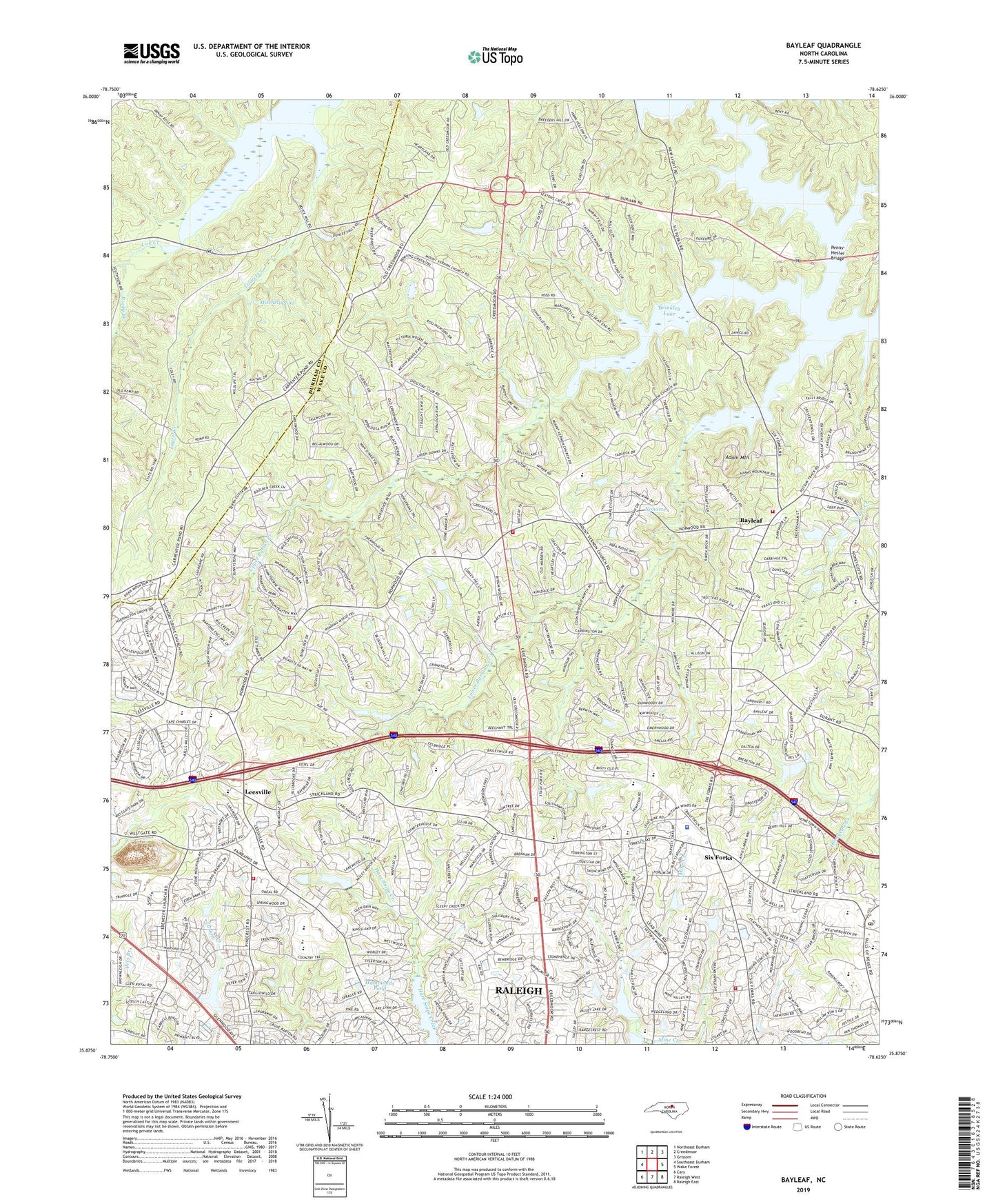 Bayleaf North Carolina US Topo Map Image