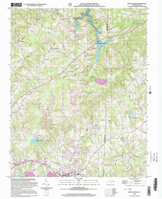 Classic USGS Belews Creek North Carolina 7.5'x7.5' Topo Map Image