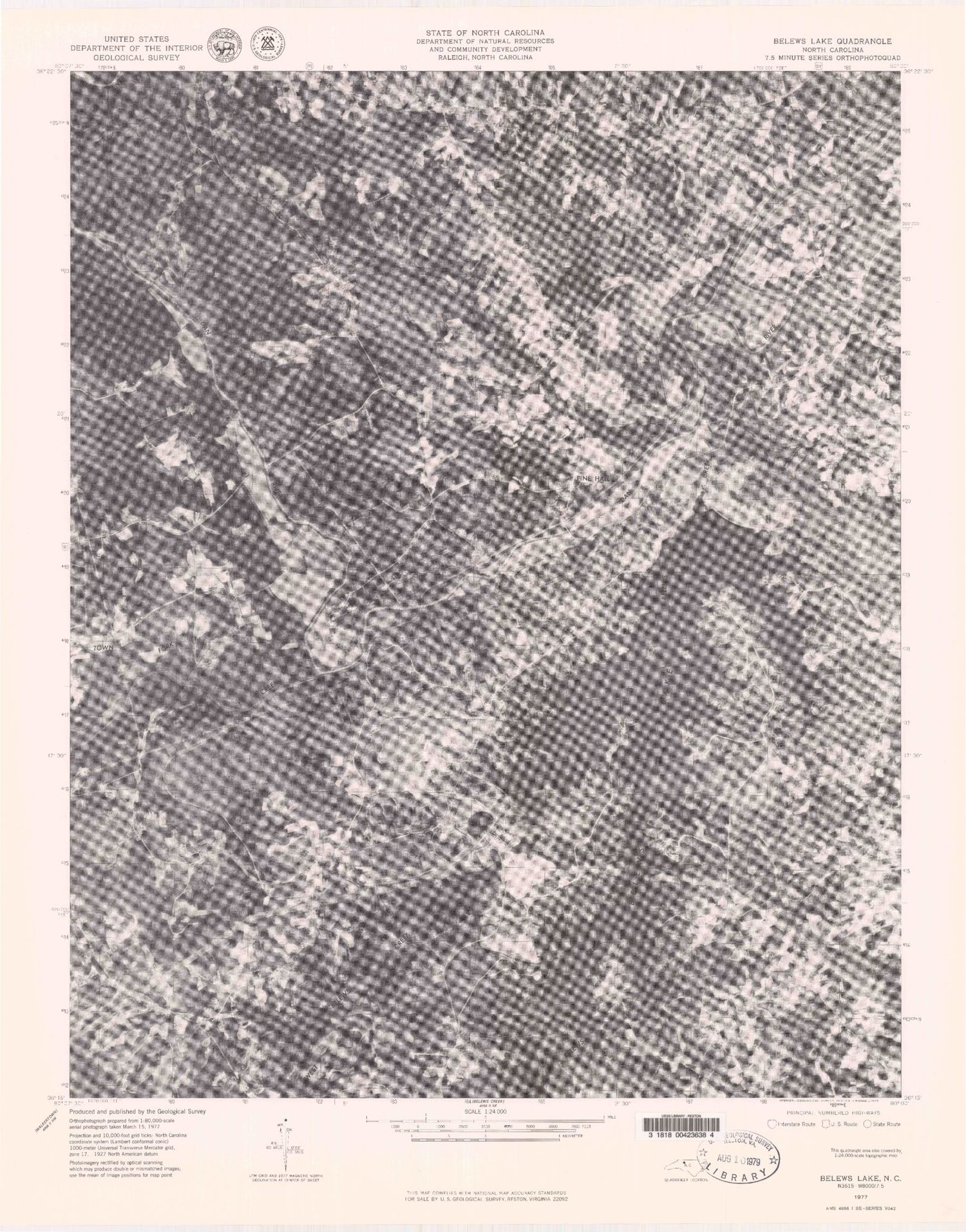 Classic USGS Belews Lake North Carolina 7.5'x7.5' Topo Map Image