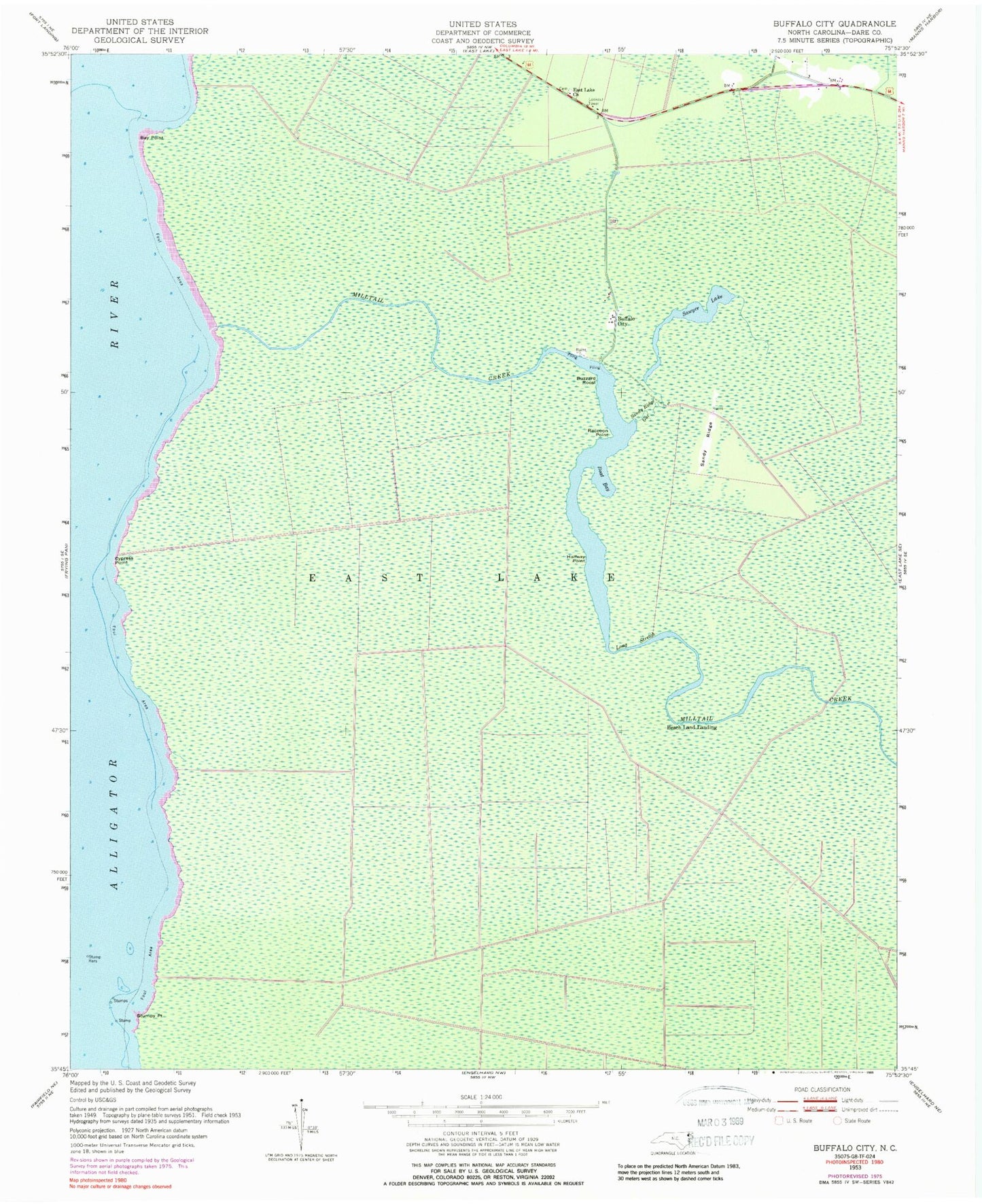 Classic USGS Buffalo City North Carolina 7.5'x7.5' Topo Map Image
